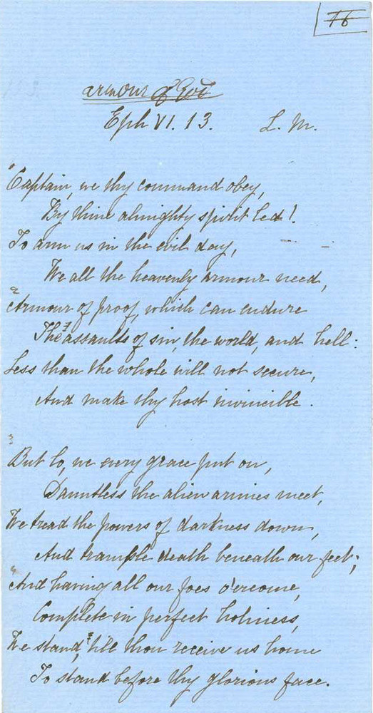 Hymn: Captain, we thy command obey (Armour of Love) by Charles Wesley (1707-1788) (handwritten copy)