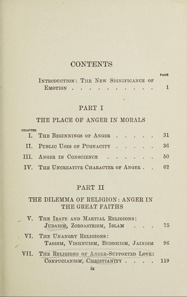 Anger: its religious and moral significance table of contents